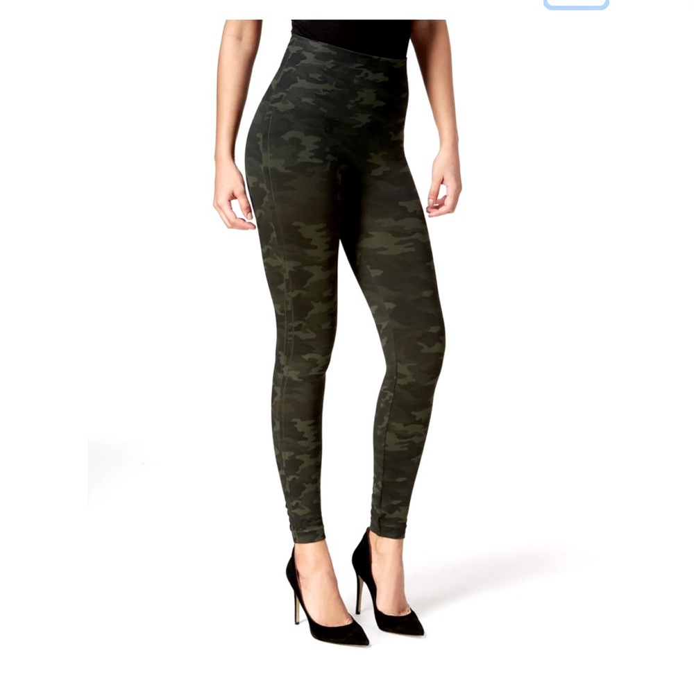 Green camo high waisted spanx leggings.